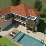 Render aéreo día, Diseño casa campestre horizonte