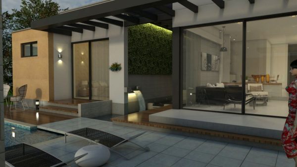 Render fachada 2, Diseño casa campestre tropical moderno