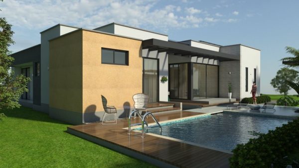 Render fachada 4, Diseño casa campestre tropical moderno