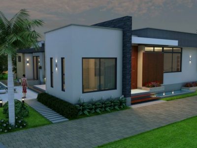 Render fachada 1, Diseño casa campestre tropical moderno