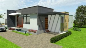 Render fachada 3, Diseño casa campestre tropical moderno