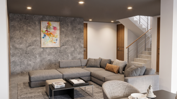 Render interior sala, Diseño casa campestre el alero colonial