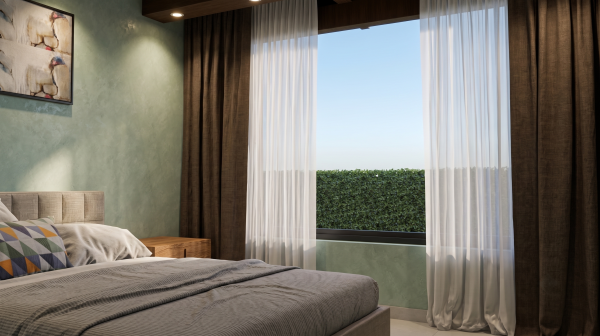 Render interior habitación, Diseño casa campestre el alero colonial