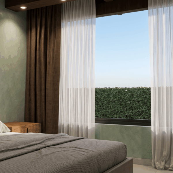 Render interior habitación, Diseño casa campestre el alero colonial