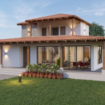 Render fachada principal 1, Diseño casa campestre el alero colonial