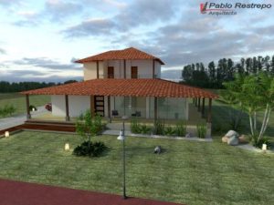 Render fachada 2, Diseño casa campestre el alero colonial