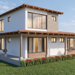 Render fachada 2, Diseño casa campestre el alero colonial