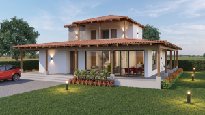 Render fachada principal 1, Diseño casa campestre el alero colonial