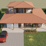 Render perspectiva aérea 1, Diseño casa campestre el alero colonial