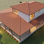 Render perspectiva aérea 3, Diseño casa campestre el alero colonial