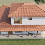 Render perspectiva aérea 4, Diseño casa campestre el alero colonial