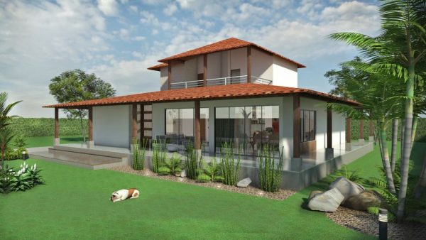 Render fachada 1, Diseño casa campestre el alero colonial