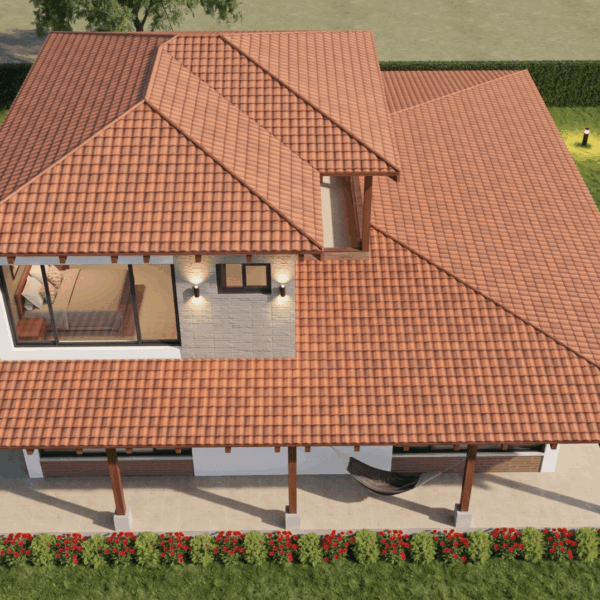 Render perspectiva aérea 5, Diseño casa campestre el alero colonial