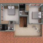 Render planta segundo piso, Diseño casa campestre el alero colonial