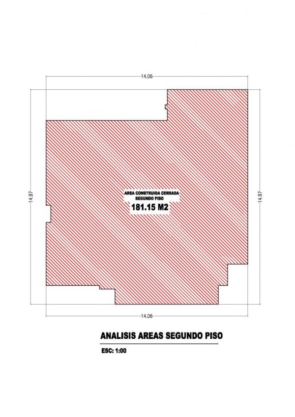 Análisis de áreas segundo piso, Diseño casa campestre sol naciente