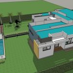 Imagen perspectiva aérea 3D, Diseño casa campestre villa celeste