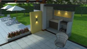 Render exterior kiosco o caney - zona social 3, Diseño casa campestre villa celeste