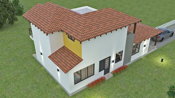 Render exterior 4, Diseño casa campestre alero primaveral