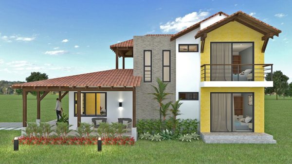 Render exterior 1, Diseño casa campestre alero primaveral