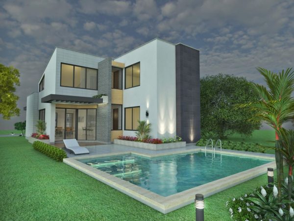 Render zona húmeda 1, Diseño casa moderna la pradera