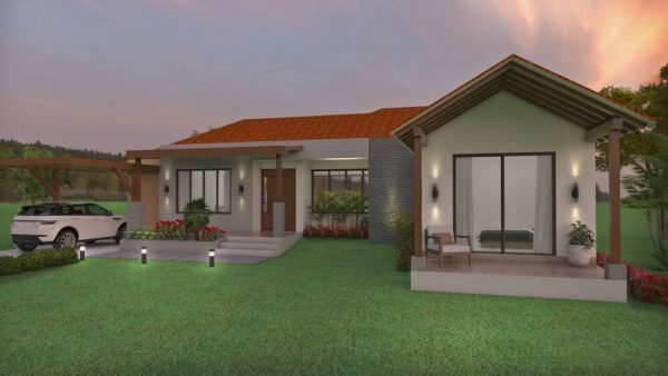 Render fachada principal 3, Diseño casa campestre los tulipanes