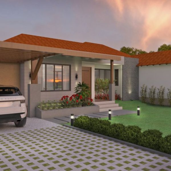 Render fachada principal 2, Diseño casa campestre los tulipanes