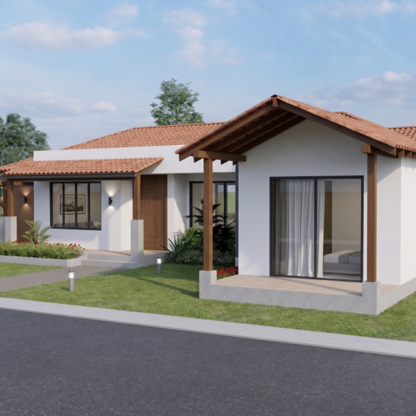 Render fachada principal, Diseño casa campestre los tulipanes