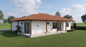 Render perspectiva aérea, Diseño casa campestre los tulipanes