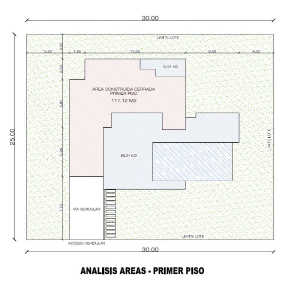 Esquema de áreas primer piso, Diseño casa campestre horizonte