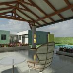 Render exterior kiosco o caney - zona social 2, Diseño casa campestre villa celeste