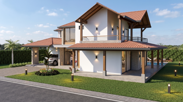 Render exterior, Diseño casa de campo la colina
