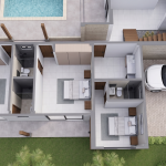 Diseño casa de campo la colina Render planta primer piso, Diseño casa de campo la colina