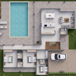 Diseño casa de campo la colina Render planta, Diseño casa de campo la colina