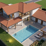 Diseño casa de campo la colina Render perspectiva aérea 2, Diseño casa de campo la colina
