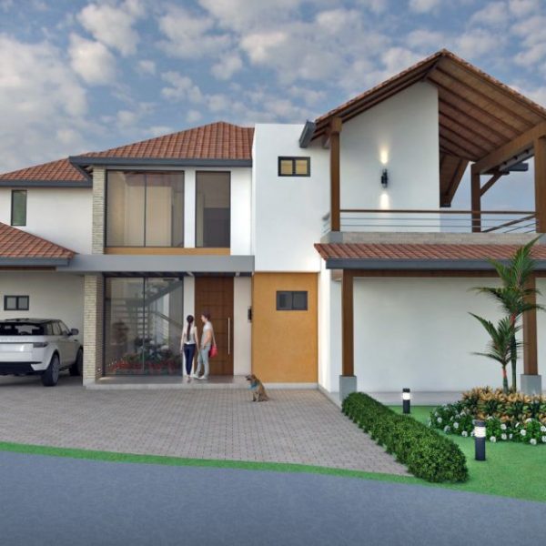 Render fachada principal, Diseño casa de campo la colina