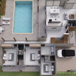 Diseño casa de campo la colina Render planta primer piso, Diseño casa de campo la colina