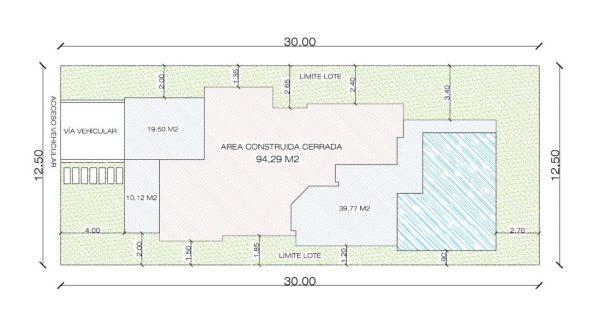 Esquema de áreas segundo piso, Diseño casa moderna la pradera