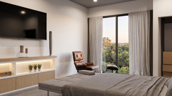 Render interior habitación, Diseño casa campestre valle verde