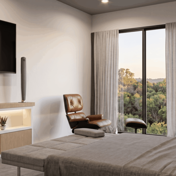 Render interior habitación, Diseño casa campestre valle verde