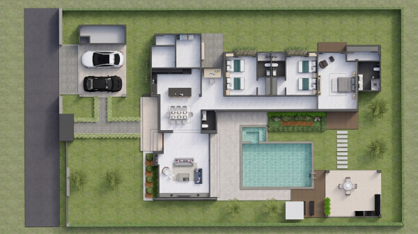 Render planta, Diseño casa campestre valle verde