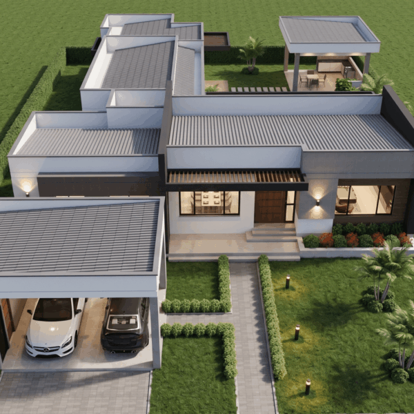 Render perspectiva aérea 1, Diseño casa campestre valle verde