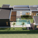 Diseño casa campestre valle verde Render perspectiva aérea 3, Diseño casa campestre valle verde