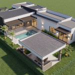 Diseño casa campestre valle verde Render perspectiva aérea 4, Diseño casa campestre valle verde