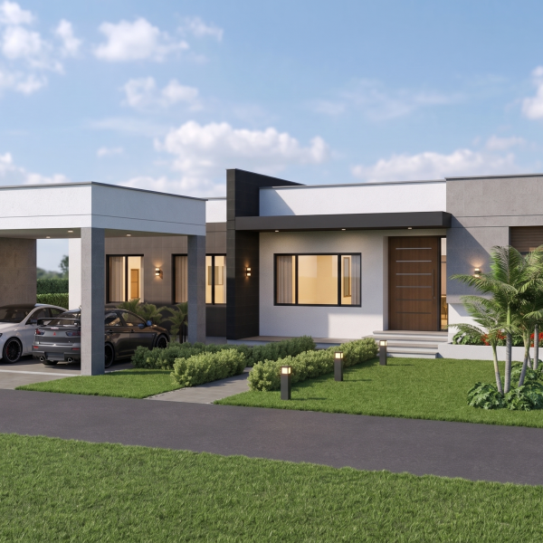 Render fachada principal, Diseño casa campestre valle verde