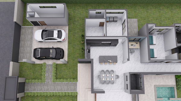 Render planta entrada, Diseño casa campestre valle verde