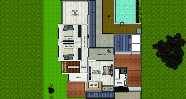 Imagen planta arquitectónica segundo piso, Diseño casa campestre el paraíso