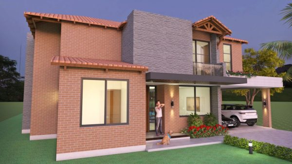 Render fachada principal 2, Diseño casa campestre el paraíso