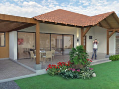 Render exterior fachada, Diseño casa campestre villas del caney