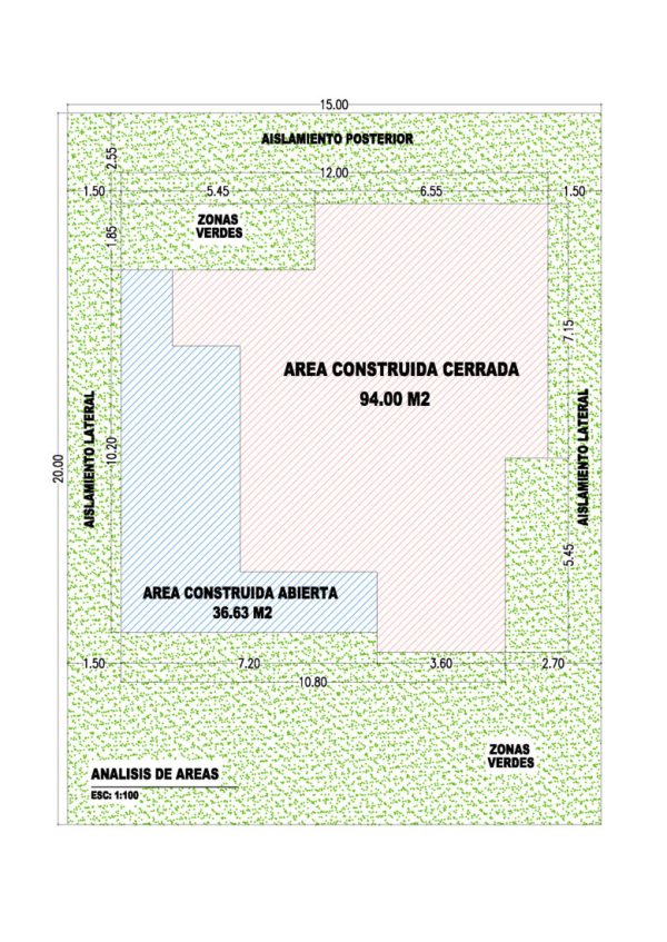 Imagen esquema de áreas, diseño casa campestre las palmas