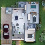 Render planta arquitectónica, diseño casa campestre las palmas